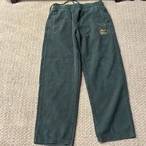 Green Krooked corduroy pants